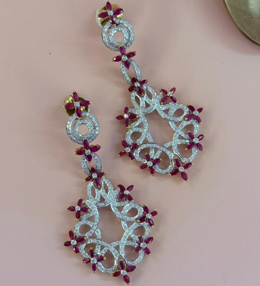 Natural Ruby and Diamond Earring