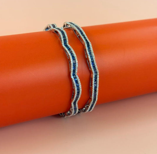 Natural Sapphire and Diamond Bangles